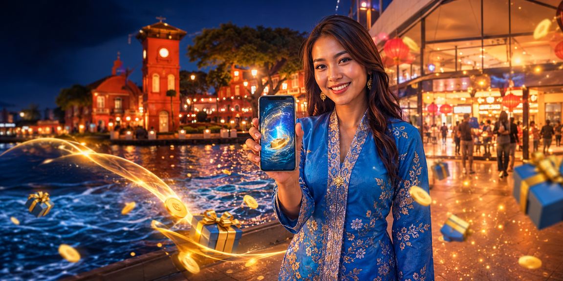 Pengguna berbaju kurung membuat deposit di platform kasino 821 melalui telefon di Melaka